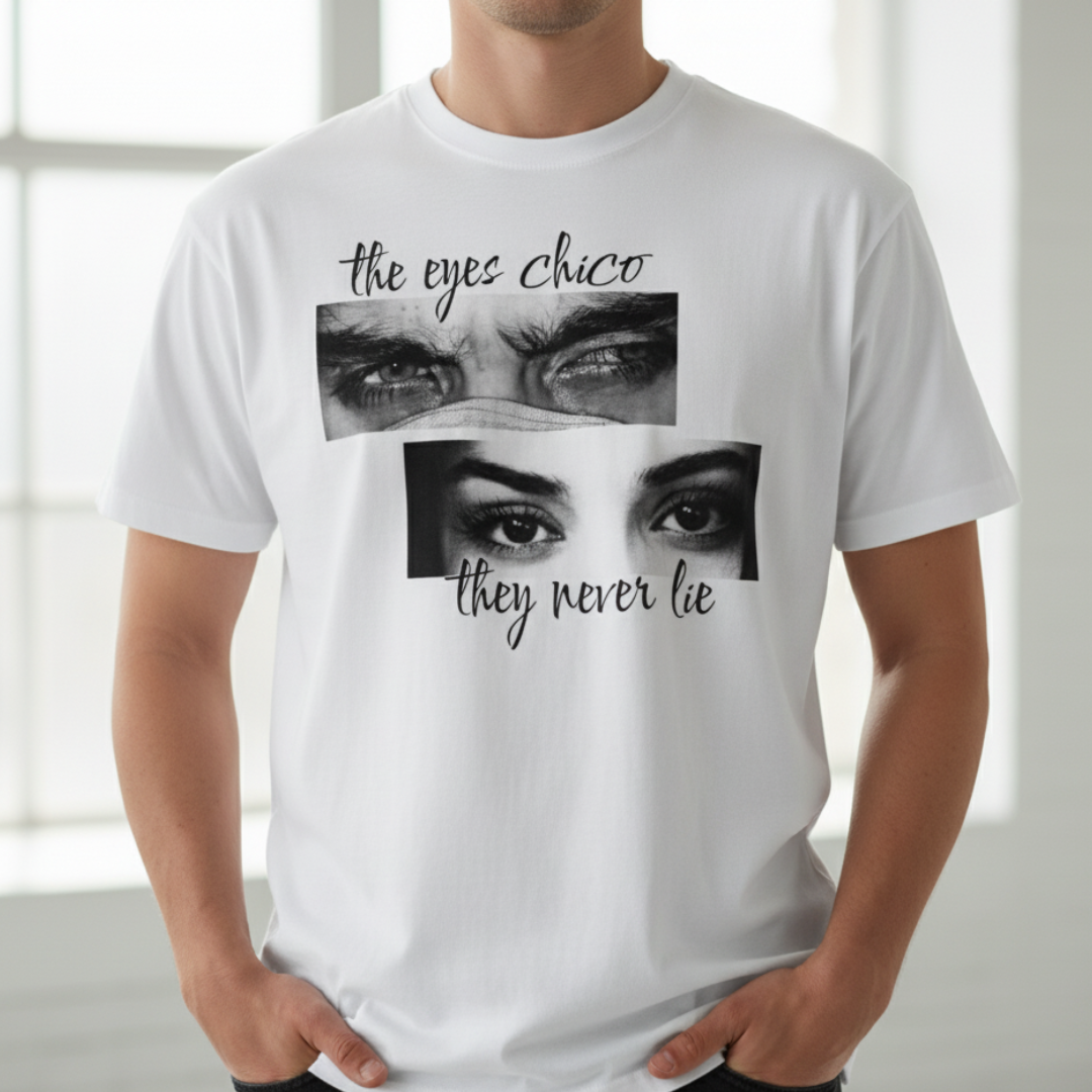 Персонализирана тениска с очи за двойки „The Eyes Never Lie“