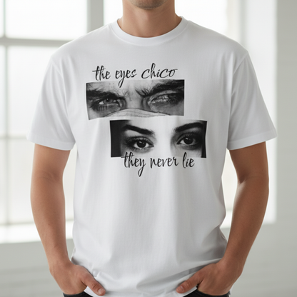 Персонализирана тениска с очи за двойки „The Eyes Never Lie“